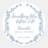 Something Blue Before I Do Bruiloftsfeest Ronde Sticker (Voorkant)