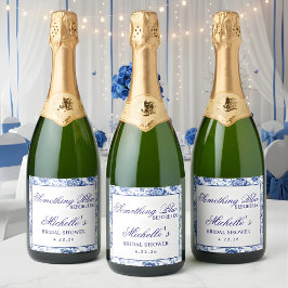 Something Blue Before I Do Floral Bridal Shower  Sparkling Wijnetiket