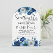 Something Blue Before I Do Floral Bruiloftsfeest  Kaart (Staand voorkant)