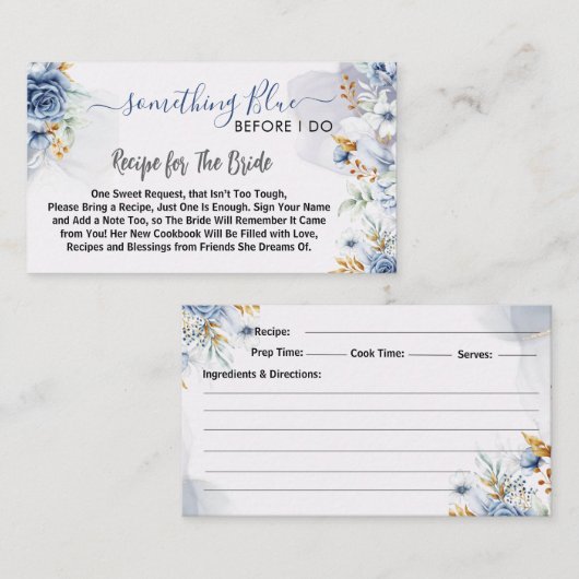Something Blue Before I do floral Recipe Informatiekaartje (Voorkant / Achterkant)