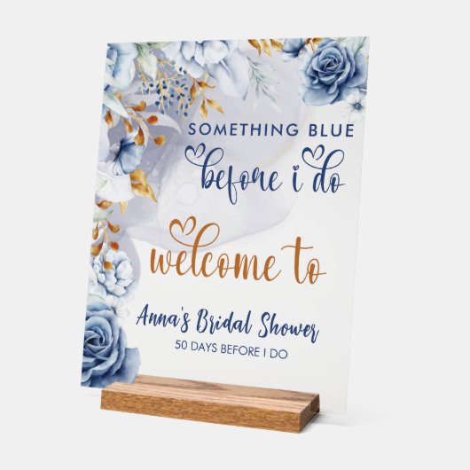 Something Blue Before I Do Floral Welcome Acryl Bord (Hoek)