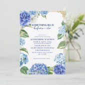 Something blue before i do hydrangea bridal shower kaart (Staand voorkant)