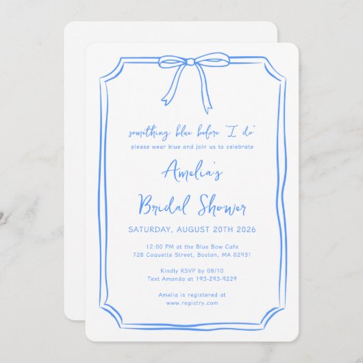 "Something Blue Before I Do" (Iets blauw voordat i Kaart (Voorkant / Achterkant)