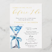Something Blue Before I Do Martini Bridal Shower Folie Uitnodiging (Voorkant)