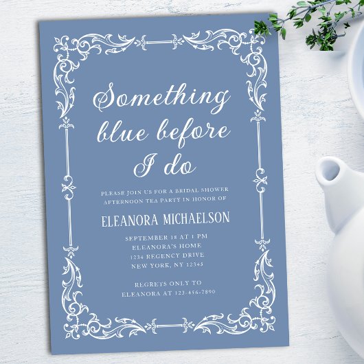 Something Blue Before I Do Script Bridal Shower Kaart