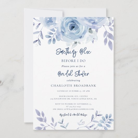 Something Blue Before I Do Script Bridal Shower Kaart (Voorkant)