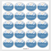 Something Blue Bloem Bruiloftsborrel Naamstickers Sticker (Vel)