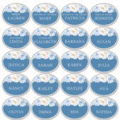 Something Blue Bloem Bruiloftsborrel Naamstickers Sticker (Voorkant)