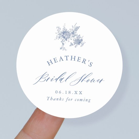 Something Blue Bloem Bruiloftsborrel Ronde Sticker