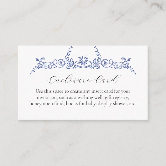 Something Blue Bloem Motief Aangepaste Envelopkaar Informatiekaartje (Voorkant)