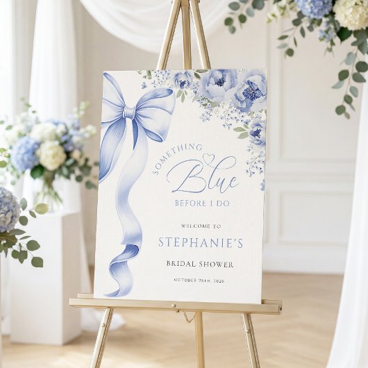 Something Blue Bloemachtig Bruiloftsfeest Digitaal Poster