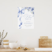 Something Blue Bloemachtig Bruiloftsfeest Digitaal Poster (Keuken)