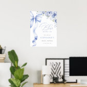 Something Blue Bloemachtig Bruiloftsfeest Digitaal Poster (Thuiskantoor)