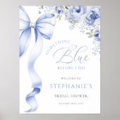 Something Blue Bloemachtig Bruiloftsfeest Digitaal Poster (Voorkant)