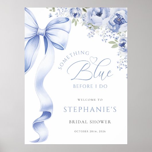 Something Blue Bloemachtig Bruiloftsfeest Digitaal Poster (Voorkant)