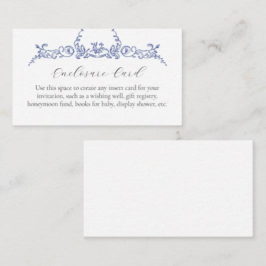 Something Blue Bloemen Aangepaste Enclusekaart Informatiekaartje (Voorkant / Achterkant)