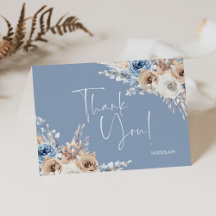Something Blue Bloemen Bruidsfeest Bedankkaart