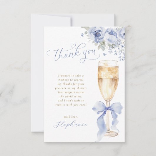 Something Blue Bloemen Bruidsfeest Dankkaart Bedankkaart (Voorkant)