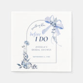 Something Blue Bloemen Strik Bruiloftsfeestje Servet (Voorkant)