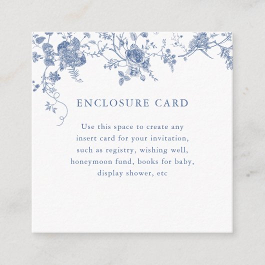 Something Blue Bloemen Vierkante Envelopkaart Informatiekaartje (Voorkant)