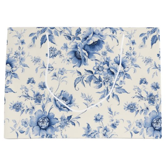 Something Blue Bloemend Dutch Toile Chinoiserie Groot Cadeauzakje (Voorkant)