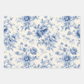 Something Blue Bloemend Dutch Toile Chinoiserie Inpakpapier Vel (Voorkant 3)