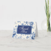 Something Blue Bloemend Franse Toile Chinoiserie Bedankkaart (Voorkant)