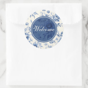 Something Blue Bloemend Franse Toile Welkom Ronde Sticker