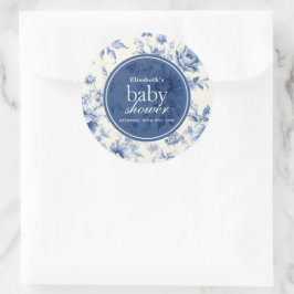 Something Blue Bloemend French Toile Baby Shower Ronde Sticker