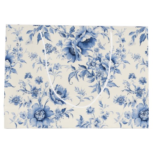 Something Blue Bloemend French Toile Chinoiserie Groot Cadeauzakje (Achterkant)