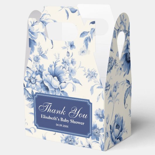 Something Blue Bloemendessin Franse Toile Chinoise Bedankdoosjes (Geopend)
