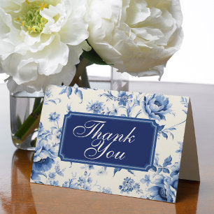 Something Blue Bloemendessin Franse Toile Chinoise Bedankkaart