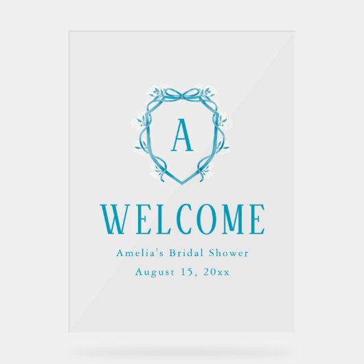 Something Blue Bloemengratificatie Bruidsdouche Acryl Bord (Voorkant)