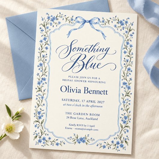 Something Blue Bloemensier Bruidsfeest Kaart