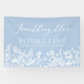 Something Blue Bloemig Bruiloft Feest Fotobackdrop Spandoek (Horizontaal)