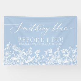 Something Blue Bloemig Bruiloft Feest Fotobackdrop Spandoek