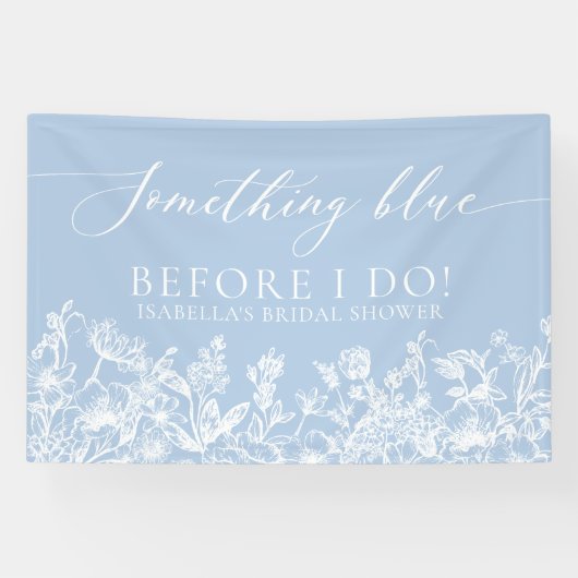 Something Blue Bloemig Bruiloft Feest Fotobackdrop Spandoek (Horizontaal)