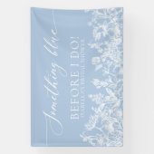 Something Blue Bloemig Bruiloft Feest Fotobackdrop Spandoek (Verticaal)