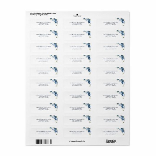 Something Blue Bloemige Bruidsmeisjesfeest Retoura Etiket (Full Sheet)