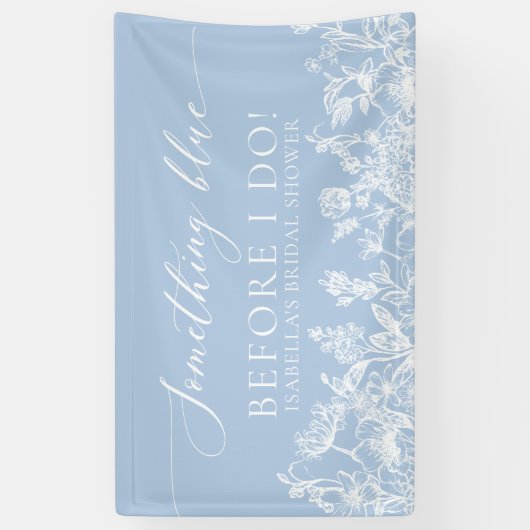 Something Blue Bloemige Bruiloft Feest Fotobehang Spandoek (Verticaal)