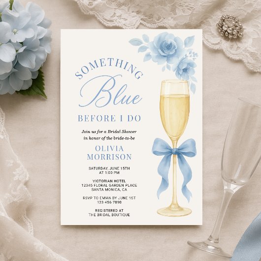 Something Blue Bloemige Coquette Strik Bruidsdouch Kaart