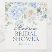 Something Blue Bloemige Hortens Wijn Etiket (Enkel label)