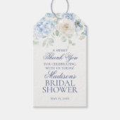 Something Blue Bloemige Hortensia Bruidsfeest Favo Cadeaulabel (Voorkant)