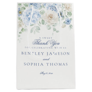 Something Blue Bloemige Hortensia Bruiloft Favor Medium Cadeauzakje