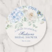 Something Blue Bloemige Hydrangea Bruiloft Cirkel Bedankjes Labels (Achterkant)