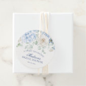 Something Blue Bloemige Hydrangea Bruiloft Cirkel Bedankjes Labels (In situ)