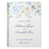 Something Blue Bloemige Hydrangea Bruiloft Gastboe Notitieboek (Voorkant)