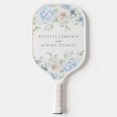 Something Blue Bloemige Hydrangea Huwelijksgunsten Pickleball Paddle (Achterkant)
