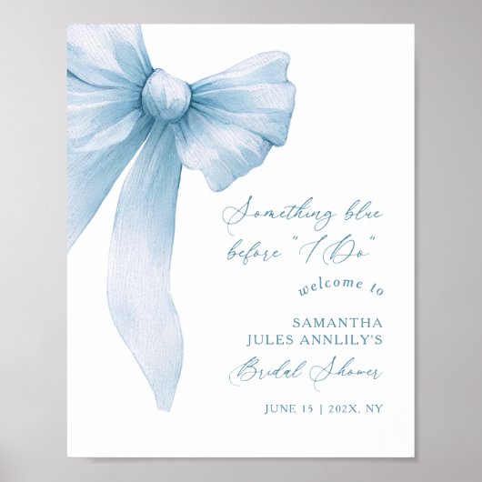 Something Blue Blue Bow Bridal Shower Welcome Sign Poster (Voorkant)