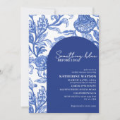 Something blue blue chinoiserie bridal shower kaart (Voorkant)